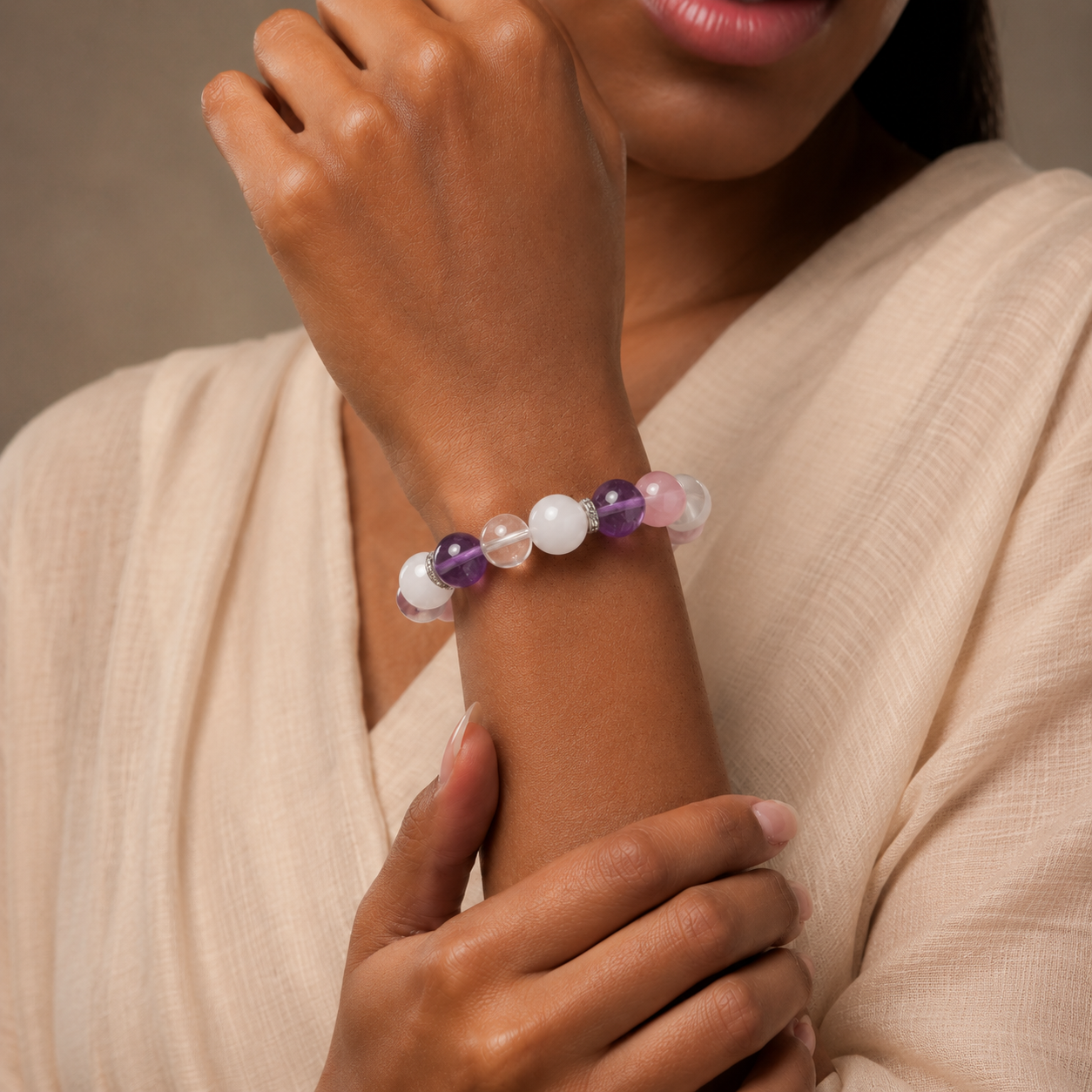 Serenity Bloom Crystal Bracelet — Amethyst & Rose Quartz - Image 2