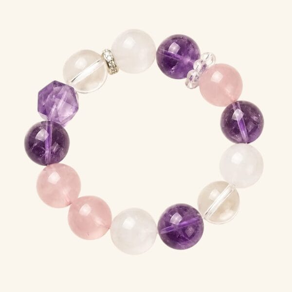 Serenity Bloom Crystal Bracelet — Amethyst & Rose Quartz