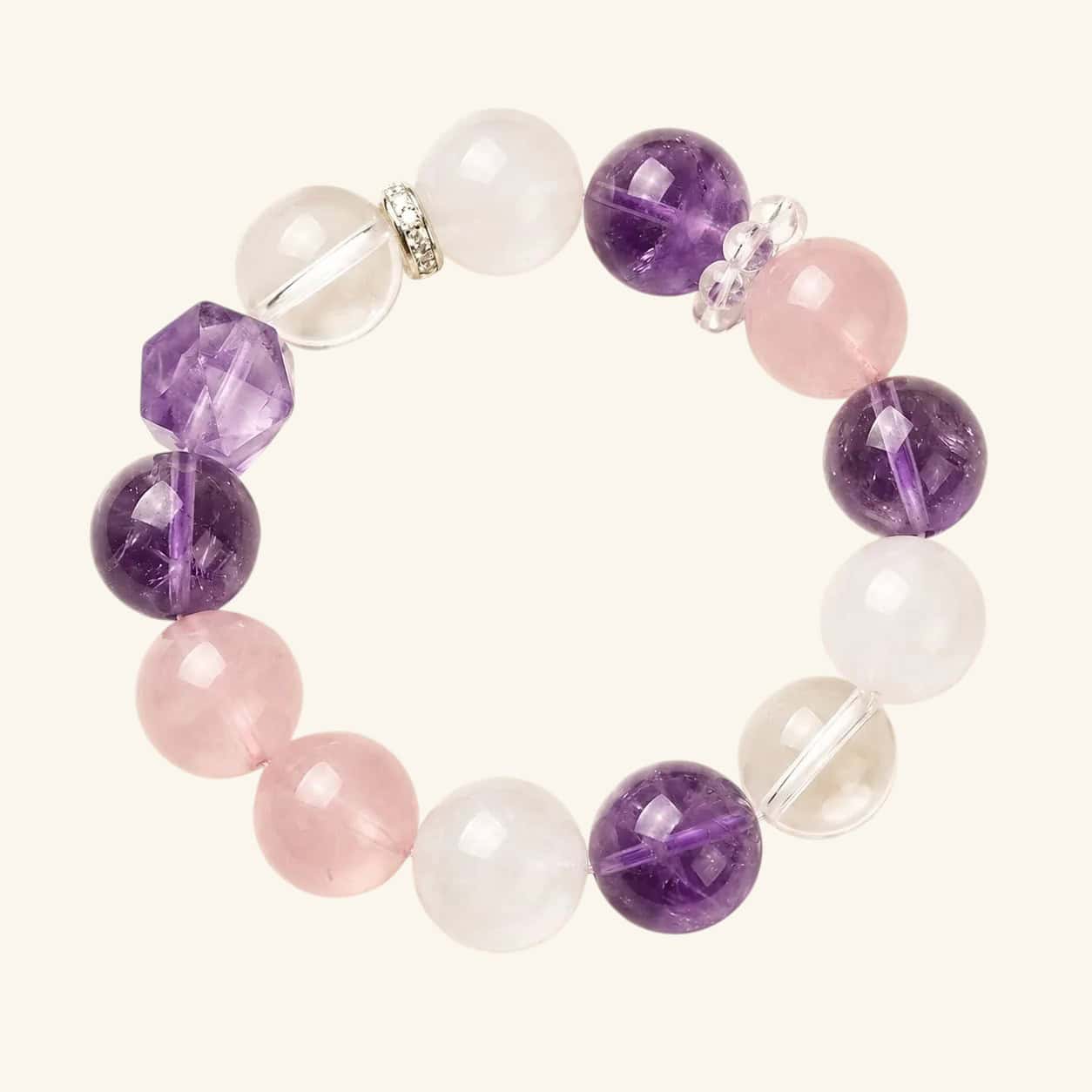Serenity Bloom Crystal Bracelet — Amethyst & Rose Quartz