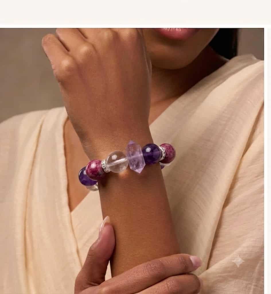 Clarity Bloom Crystal Bracelet — Amethyst & Clear Quartz - Image 2