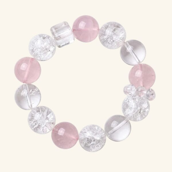 Heart Bloom Crystal Bracelet — Rose Quartz & Clear Quar