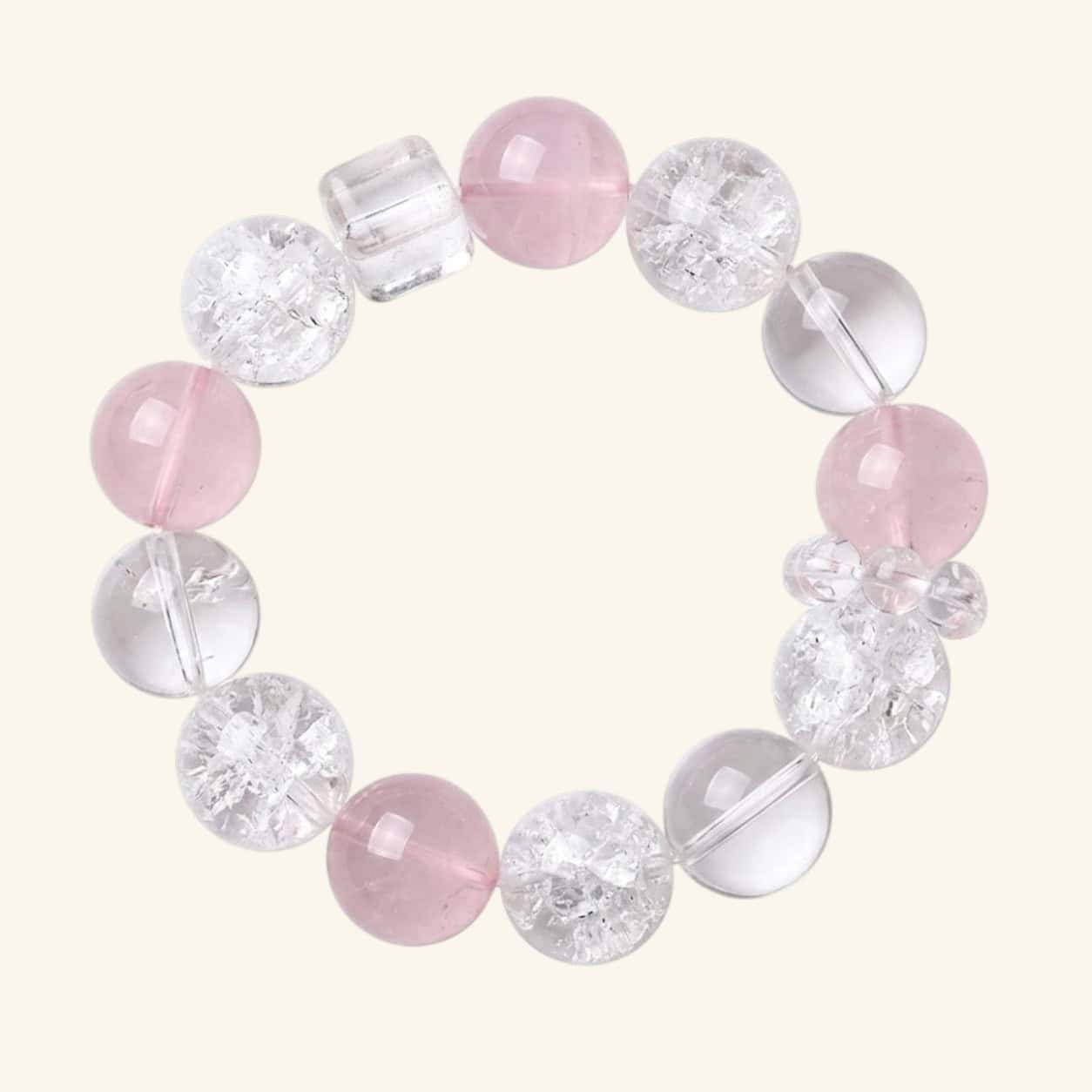 Heart Bloom Crystal Bracelet — Rose Quartz & Clear Quar