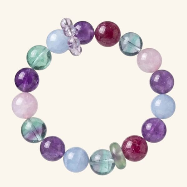 Rainbow Bloom Crystal Bracelet — Amethyst, Aquamarine, Green Fluorite & Rose Quartz