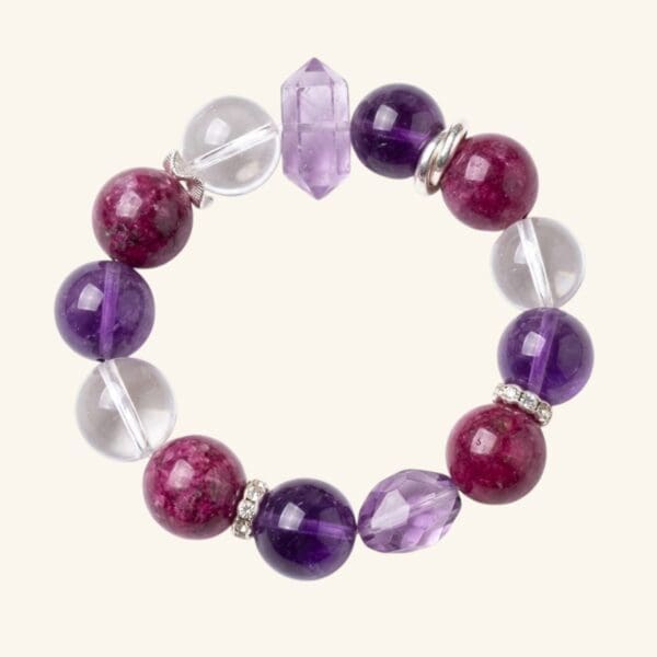 Clarity Bloom Crystal Bracelet — Amethyst & Clear Quartz