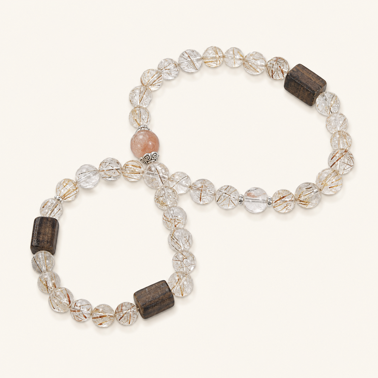 Radiance Bloom double-wrap Black Gold Super Seven crystal bracelet